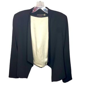 Alice + Olivia employed black open front long sleeve blazer with‎ zippers